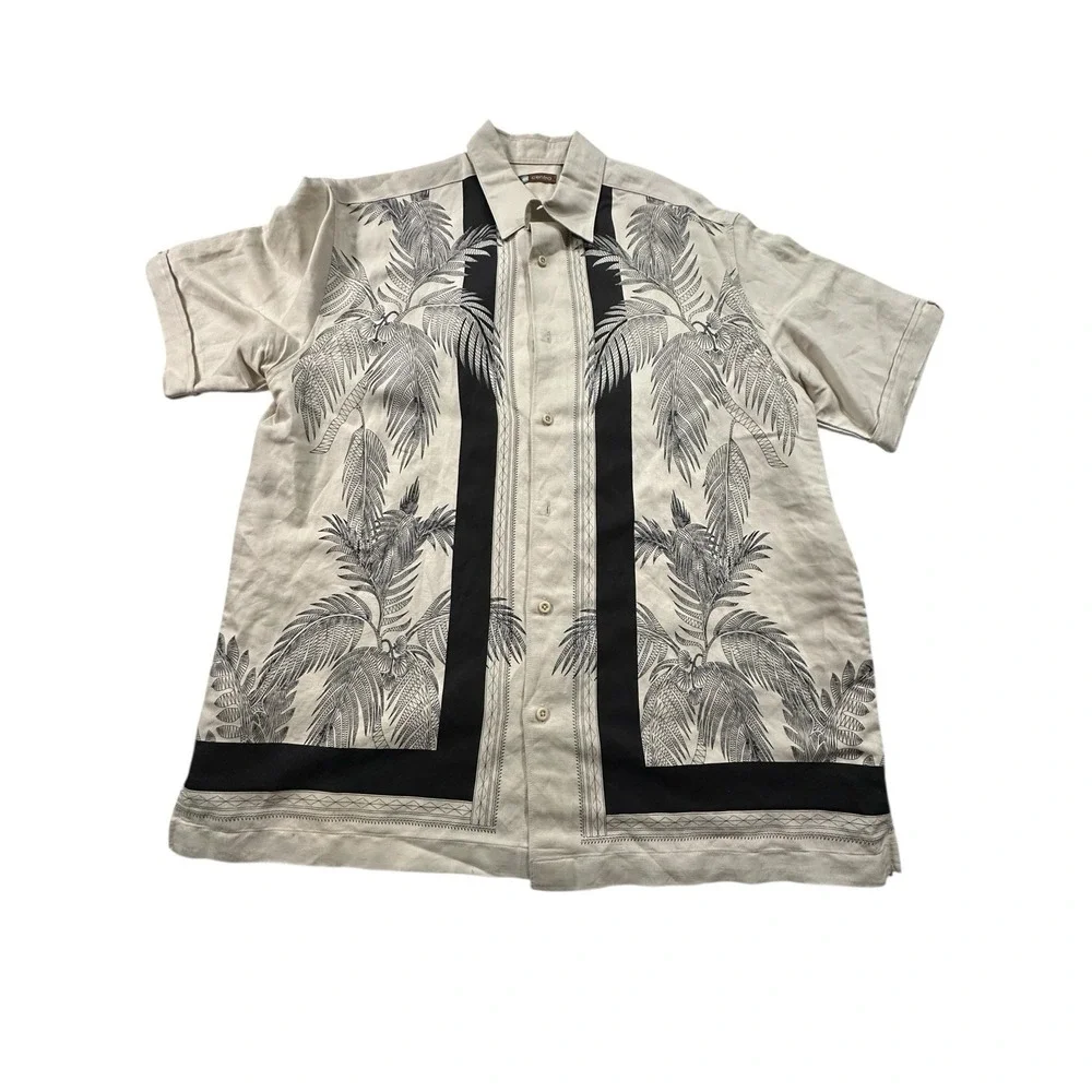 Centro Shirt Men's‎ Large Short Sleeve Button Up Retro Style Leaves Size Large